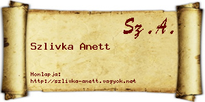 Szlivka Anett névjegykártya