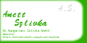 anett szlivka business card